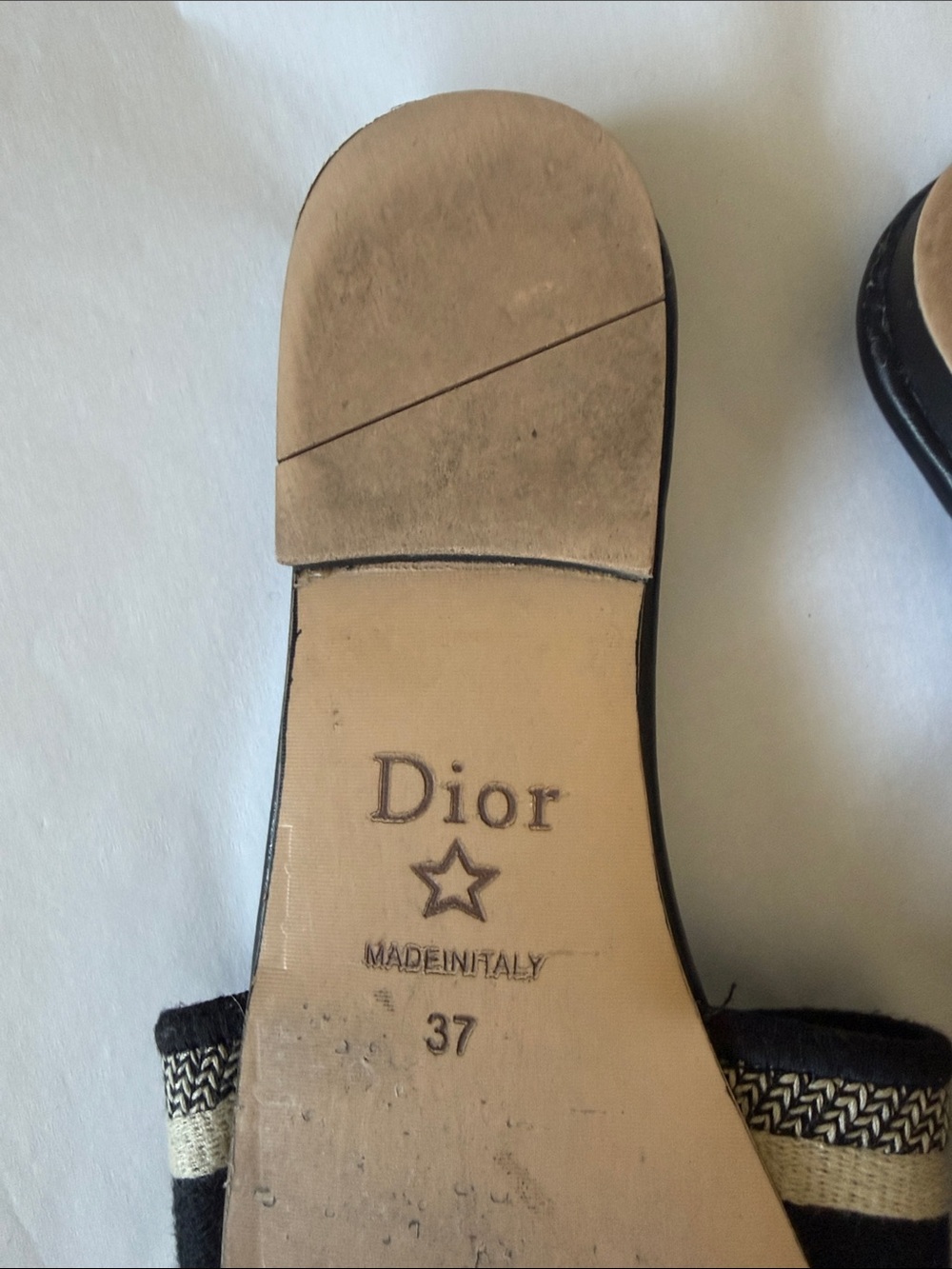 Christian Dior Black and Cream Logo Espadrille Slide Size 37 Made in Italy Sold - Picture 8 of 13